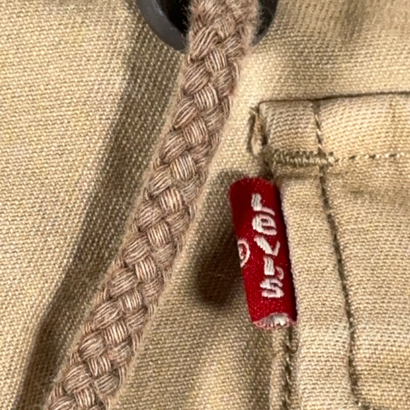 Levis Jacket Womens EXTRA LARGE Brown Hooded Utility Military Field Cotton Khaki - Picture 5 of 8